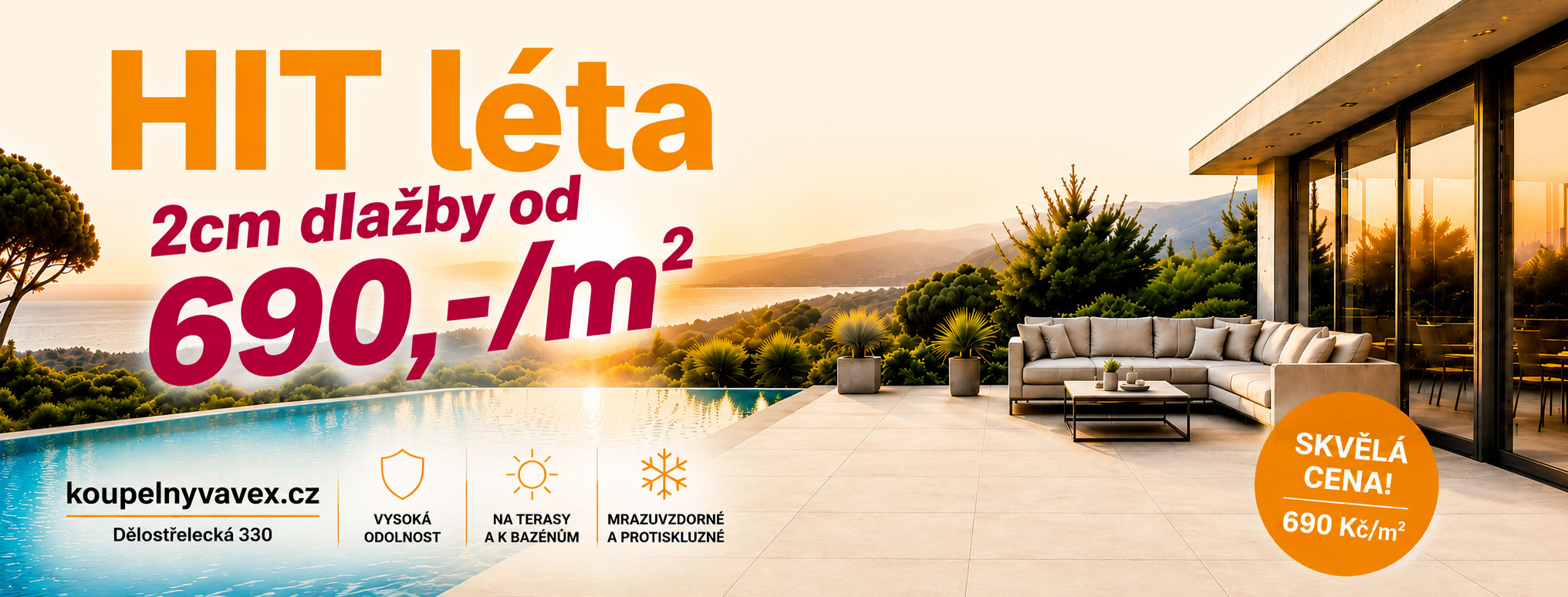 HIT léta je tady! 2cm venkovní dlažby od 690 Kč/m²