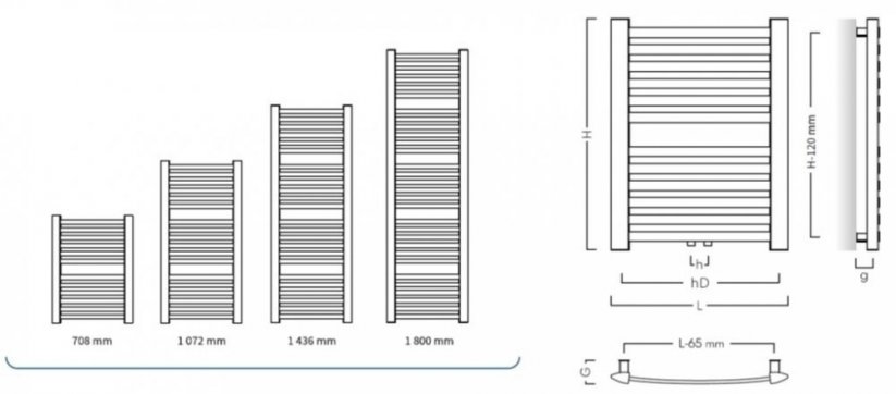 Radiátor RETTO 41,2x107,2 cm 406 W barva dle vzorníku středové připojení 5 cm RADRET4011.SP