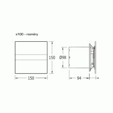 Axiální ventilátory na zeď či do stropu E100 GBTH, HYGRO, s časovačem, sklo černé Axiální ventilátory na zeď či do stropu E100 GBTH, HYGRO, s časovačem, sklo černé