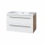 Koupelnová skříňka BINO s umyvadlem z litého mramoru 101 cm, bílá/dub CN672M