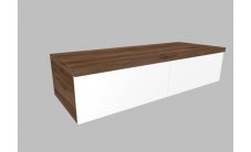 Skříňka pod desku s umyvadlem, bez výřezu, 130x28,2x50 cm, deska a boky ořech tabák, dvířka bílá, PKGB130.18.1
