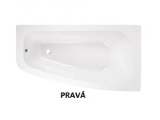 Vana LUNA 150x80x44 cm asymetrická pravá bez nožiček bílá VANLUN150P
