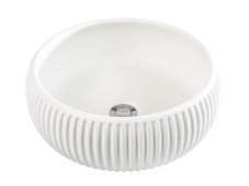 Umyvadlo na desku Plissé round, betonové, kulaté, bílé, CP950PLI-M16