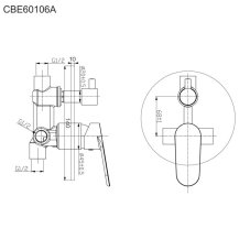 Sprchová baterie podomítková Viana, s přepínačem, kulatý kryt, Mbox, CBE60106A