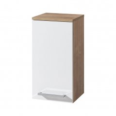 Koupelnová skříňka BINO horní 63 cm, pravá, bílá/dub CN676