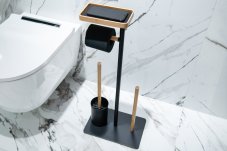 WC štětka + držák papíru, kov (černá barva), bambus