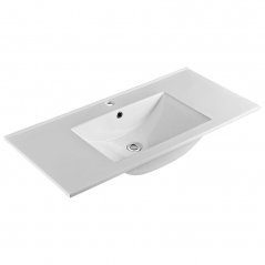 Koupelnová skříňka BINO s keramickým umyvadlem 101 cm, bílá/dub CN672