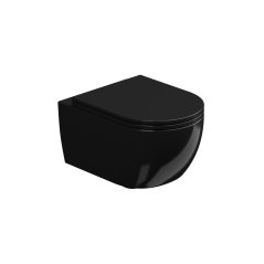 WC závěsné Like, rimless, černé lesklé, zadní odpad, LKWCSO002FI