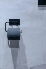 Držák toaletního papíru na nalepení 3M, kov, černá barva