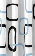 Sprchový závěs 180x200cm, polyester, bílá/černá/modrá