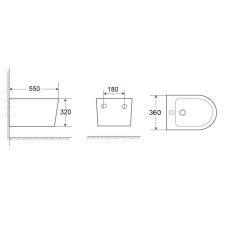 Bidet OVALE BASSO II 36×55×32 cm závěsný bílý OLKLT1003F