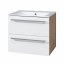 Koupelnová skříňka BINO s keramickým umyvadlem 61 cm, bílá/dub CN670