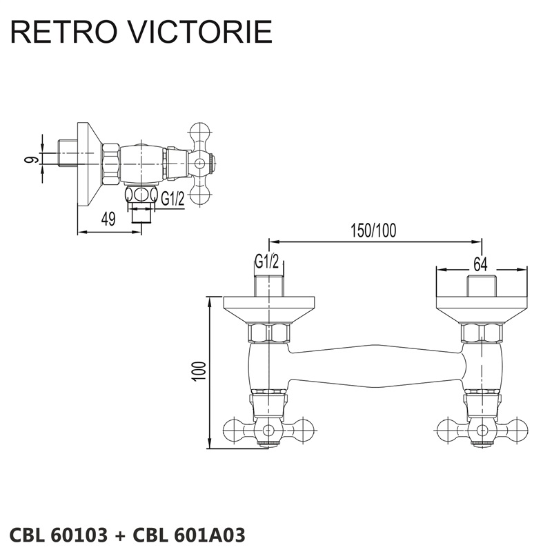 Baterie sprchová nástěnná Viktorie 150 mm, CBL60103