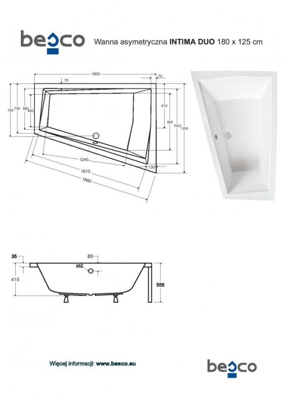 Asymetrická vana INTIMA DUO