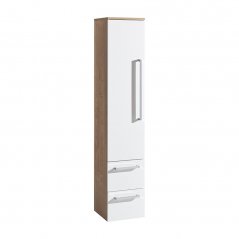 Koupelnová skříňka BINO vysoká 163 cm, levá, bílá/dub CN677
